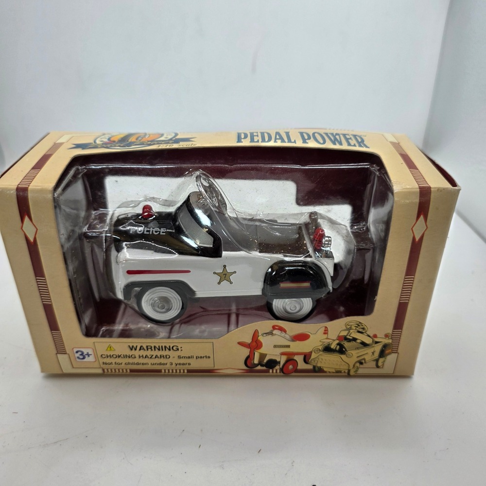 Golden Wheel Pedal Power Police Pedal Car 1:10 Diecast Model #43401 Boxed